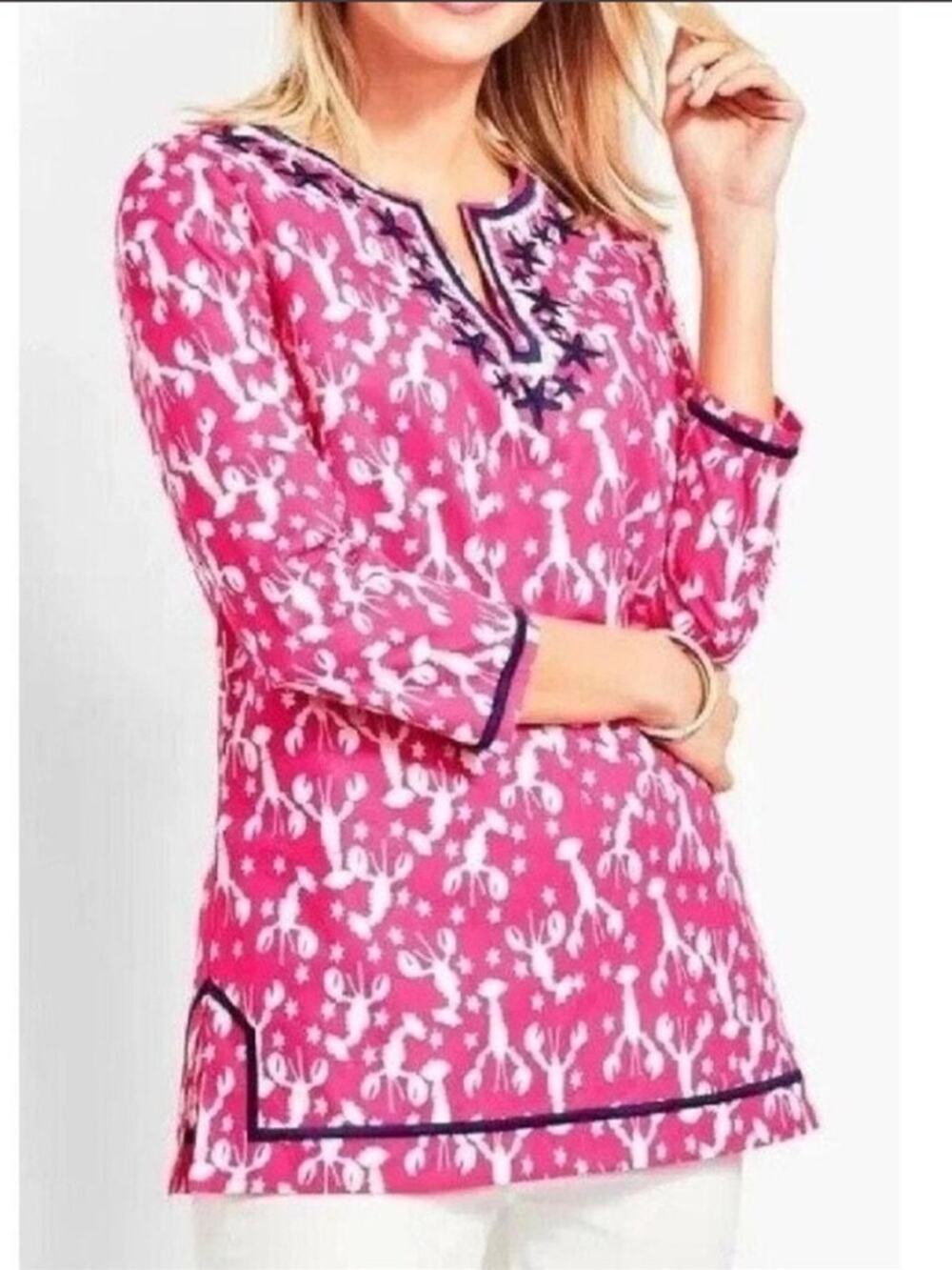 Talbots Women's Large Petite Lobster Rockstar Tunic